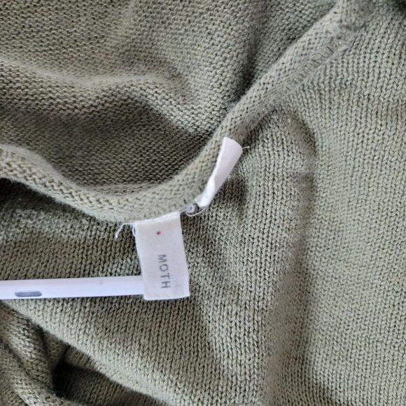 Anthro Moth S Catamaran Green Pullover Oversized Sweater Linen Split Side Hem - Picture 5 of 8